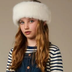 Helen Moore Girls Ivory Faux Fur Headband Outlet