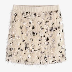 Fun amp; Fun Girls Ivory Feather & Sequin Skirt