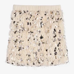 Fun amp; Fun Girls Ivory Feather & Sequin Skirt