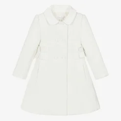 Patachou Girls Ivory Felted Ruffle Coat Hot