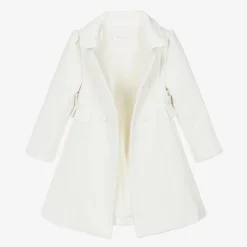 Patachou Girls Ivory Felted Ruffle Coat Hot