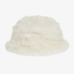 Moncler Enfant Girls Ivory Fluffy Faux Fur Hat Best