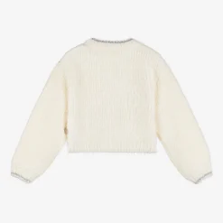 Billieblush Girls Ivory Fluffy Sequinned Cardigan New