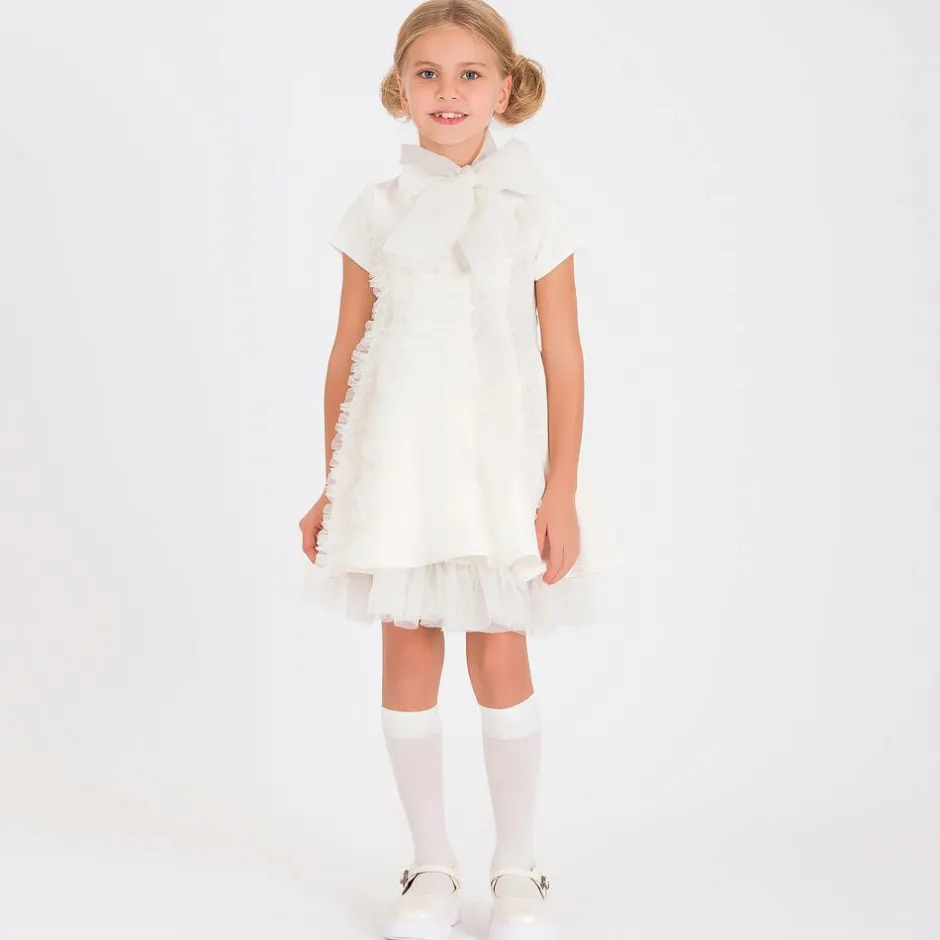 Mama Luma Girls Ivory Glittery Ruffle Dress Clearance