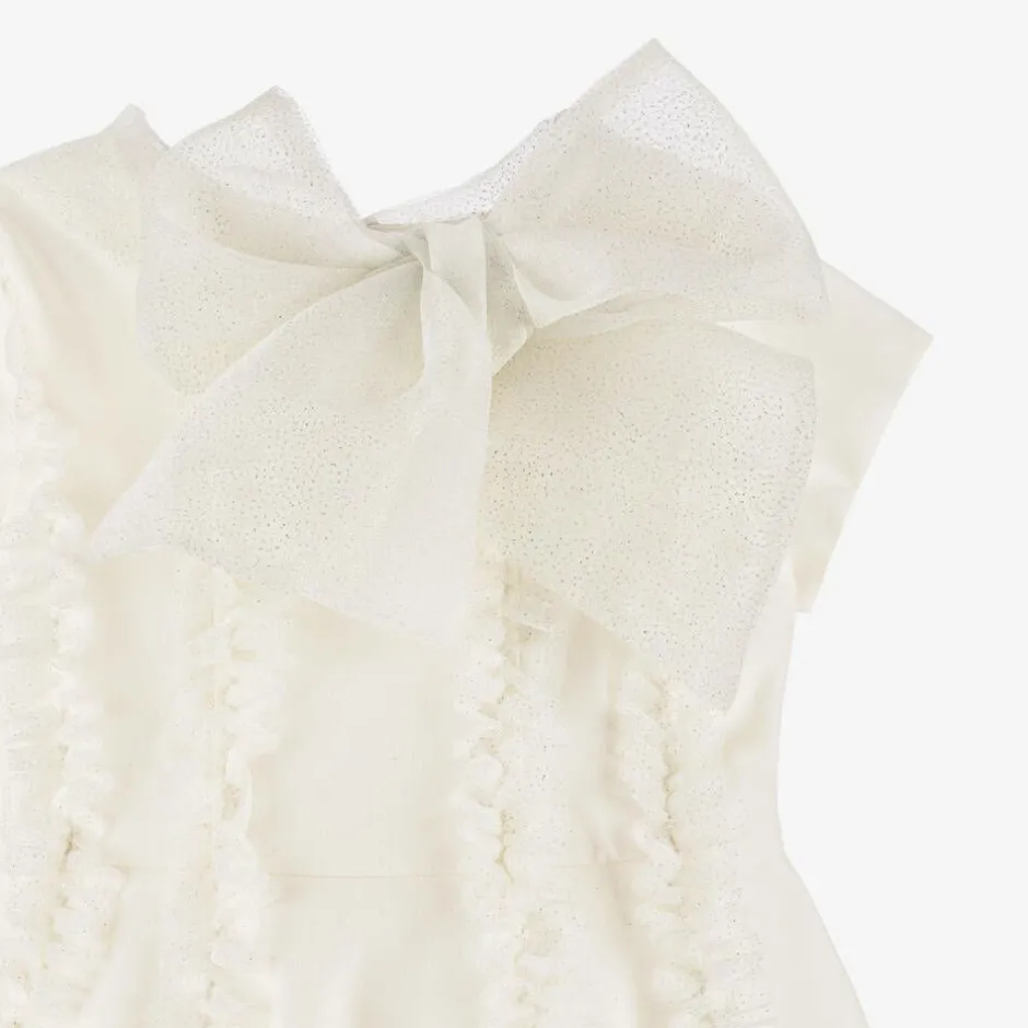 Mama Luma Girls Ivory Glittery Ruffle Dress Clearance
