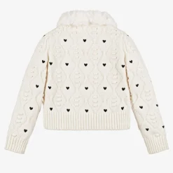 Boboli Girls Ivory Heart Cardigan