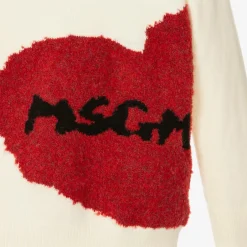 MSGM Girls Ivory Heart Sweater New