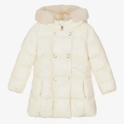 Mayoral Girls Ivory Hooded Puffer Coat Hot