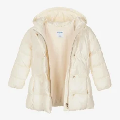 Mayoral Girls Ivory Hooded Puffer Coat Hot