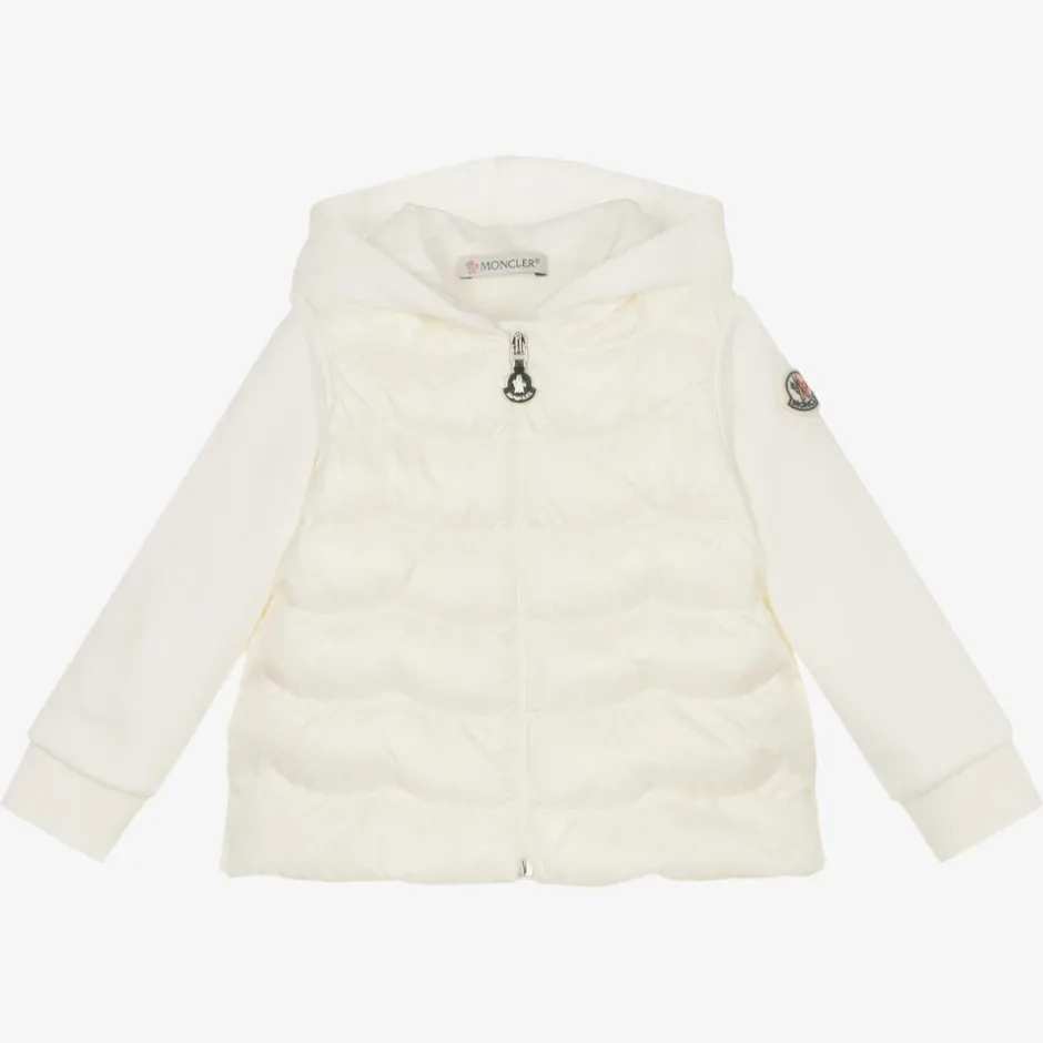 Moncler Enfant Girls Ivory Hooded Zip Up Top