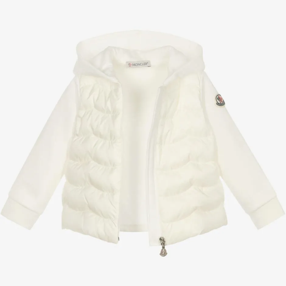 Moncler Enfant Girls Ivory Hooded Zip Up Top