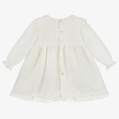 Mebi Girls Ivory Knit & Lace Dress