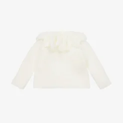 Mebi Girls Ivory Knit Collar Cardigan