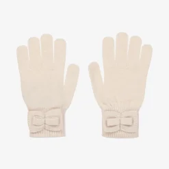 Mayoral Girls Ivory Knitted Bow Gloves New