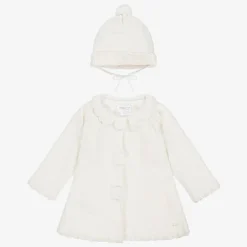 Mayoral Girls Ivory Knitted Pram Coat & Hat Set Sale