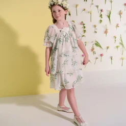 Childrens Classics Girls Ivory Leather Ballerina Bar Shoes Outlet