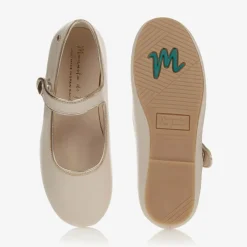 Manuela de Juan Girls Ivory Leather Pumps Sale