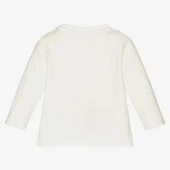 Moncler Enfant Girls Ivory Logo Top Hot