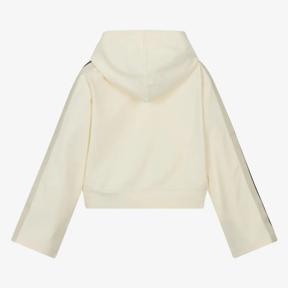 Palm Angels Girls Ivory Milano Jersey Hoodie Outlet