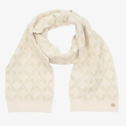 Michael Kors Kids Girls Ivory MK Empire Logo Scarf Discount