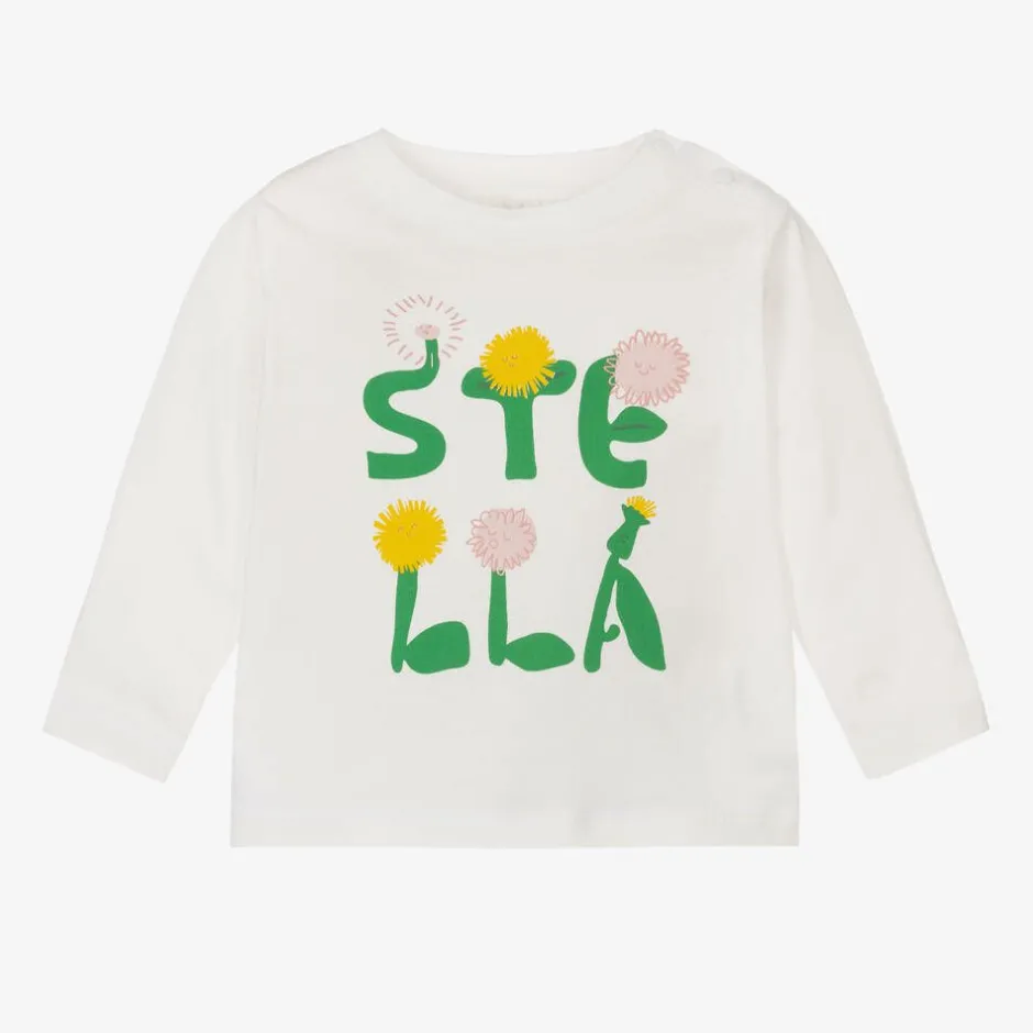Stella McCartney Kids Girls Ivory Organic Cotton Floral Top Sale