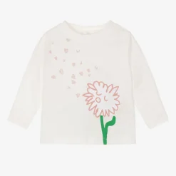 Stella McCartney Kids Girls Ivory Organic Cotton Flower Top New