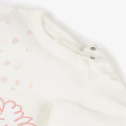 Stella McCartney Kids Girls Ivory Organic Cotton Flower Top New