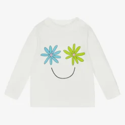 Stella McCartney Kids Girls Ivory Organic Cotton Flower Top Clearance