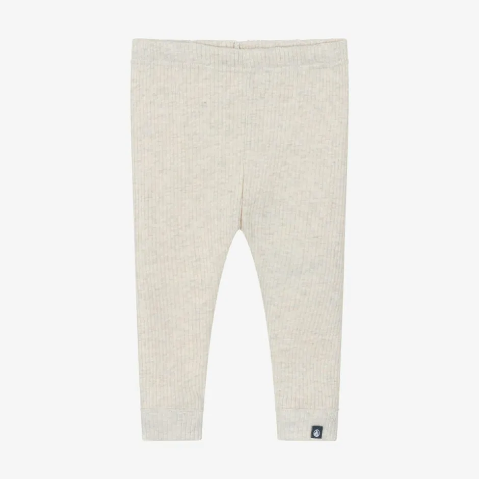 Petit Bateau Girls Ivory Organic Cotton Leggings Outlet