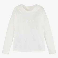 Chloé Girls Ivory Organic Cotton Top