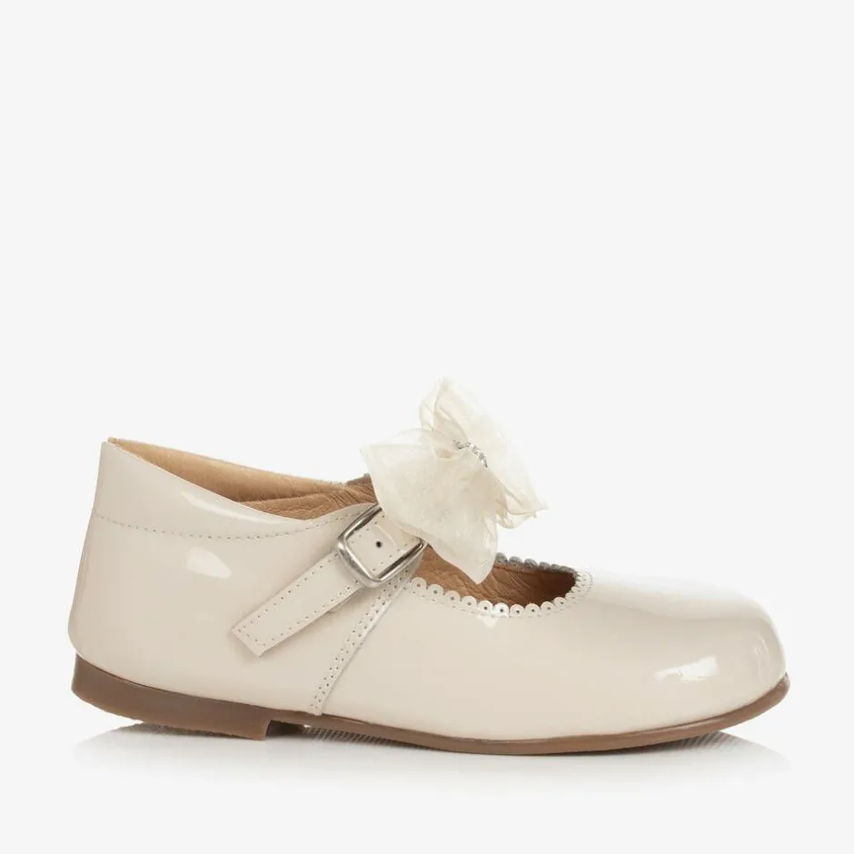 Childrens Classics Girls Ivory Patent Bow Shoes