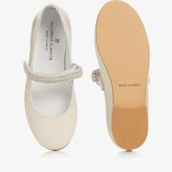 Childrens Classics Girls Ivory Patent Leather & Diamanté Shoes Hot
