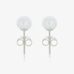 Raw Pearls Girls Ivory Pearl Earrings (5mm) Hot