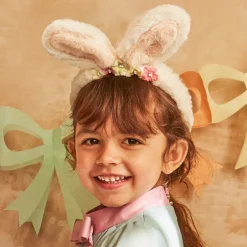 Meri Meri Girls Ivory Plush Bunny Hairband Set New