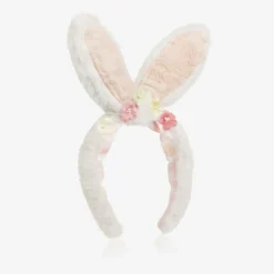 Meri Meri Girls Ivory Plush Bunny Hairband Set New