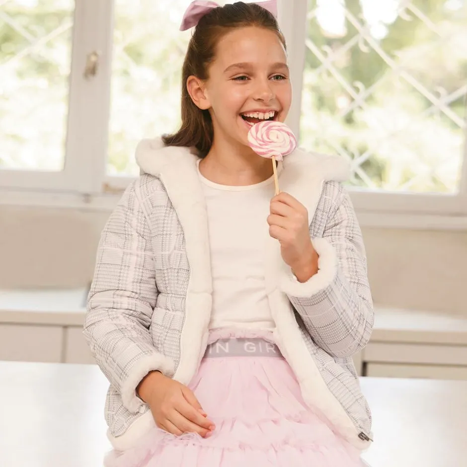 Lapin House Girls Ivory Reversible Faux Fur Jacket New