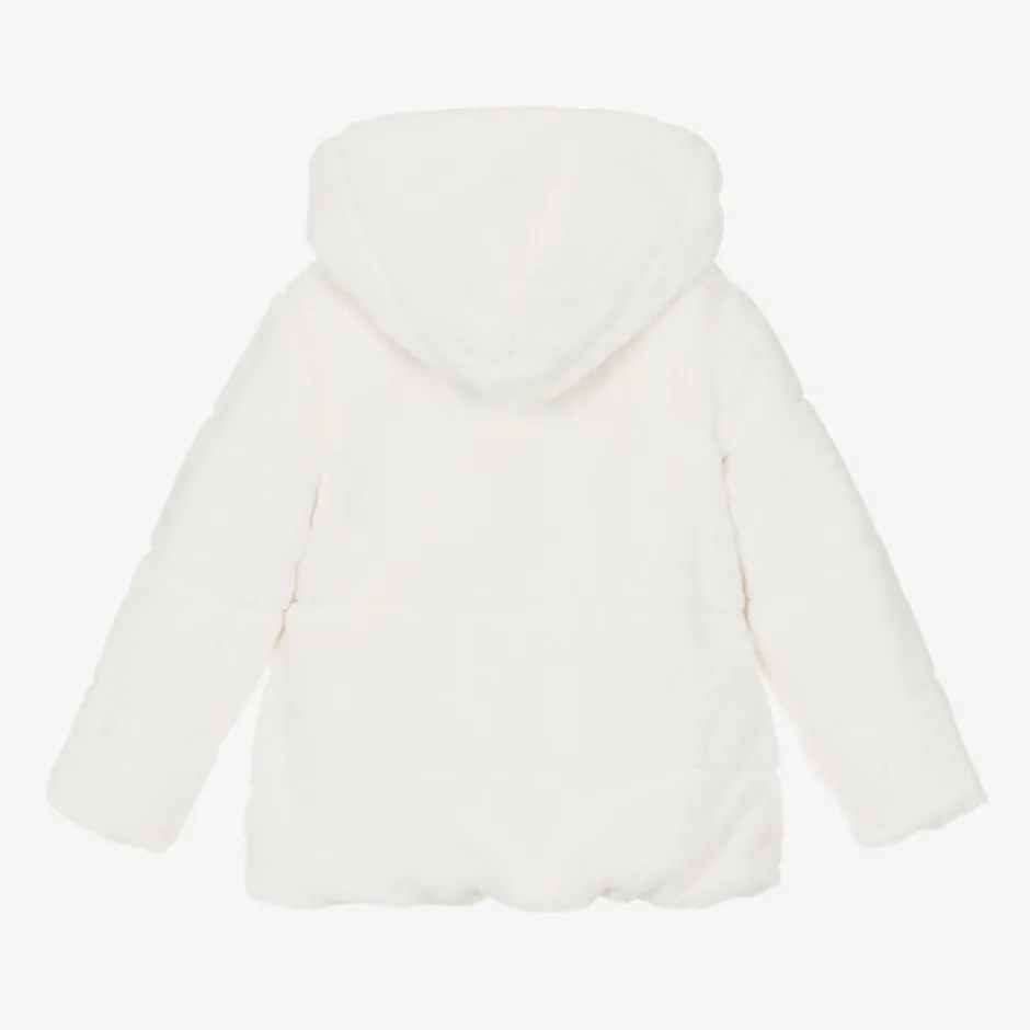 Lapin House Girls Ivory Reversible Faux Fur Jacket New