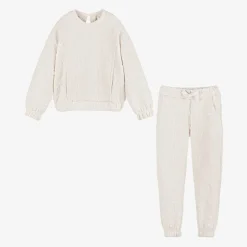Mayoral Girls Ivory Ribbed Flower Tracksuit Clearance