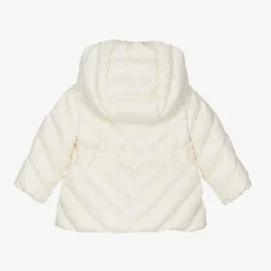 Moncler Enfant Girls Ivory Sanaa Hooded Down Coat Clearance