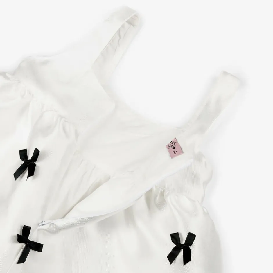 Phi Clothing Girls Ivory Satin Bow Dress Sale