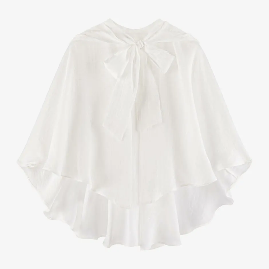 Amaya Girls Ivory Satin Hooded Cape Online