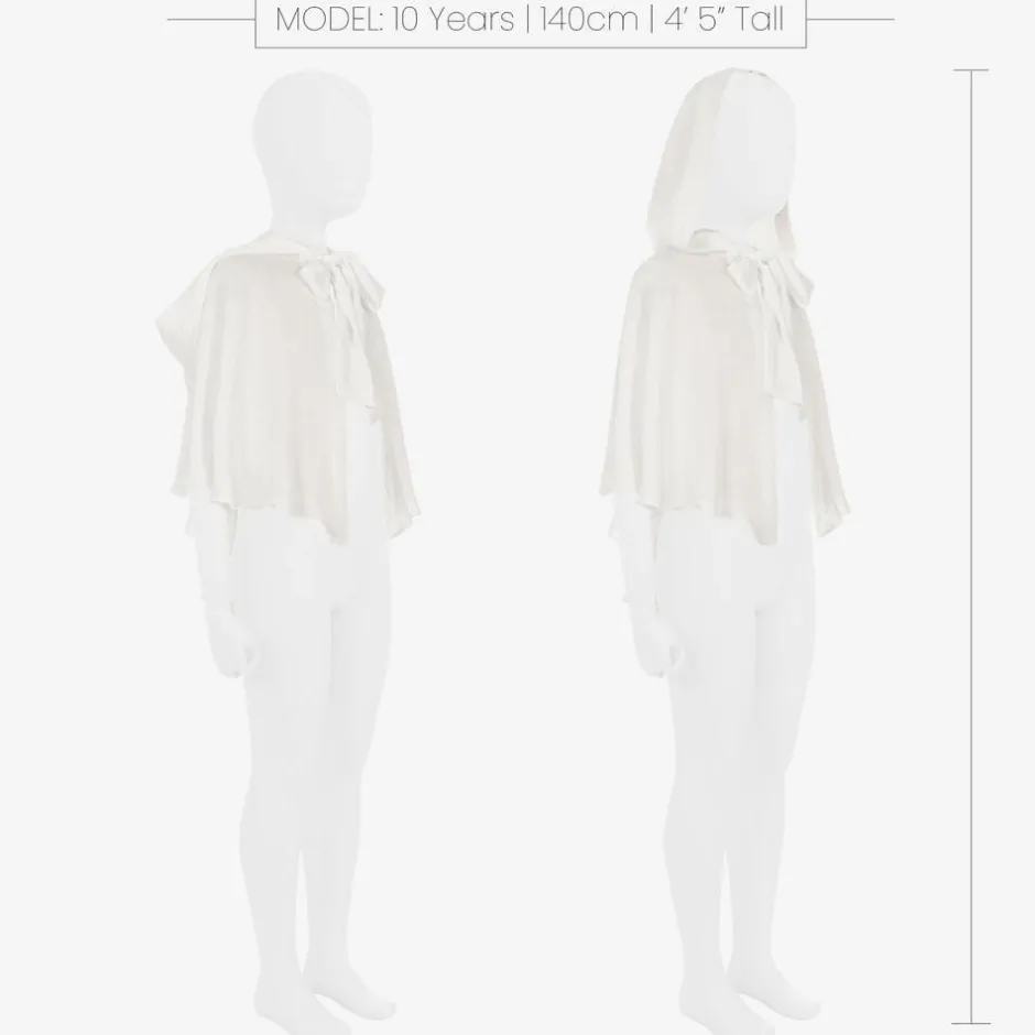 Amaya Girls Ivory Satin Hooded Cape Online