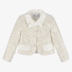 Mama Luma Girls Ivory Sequin Tweed Jacket Online