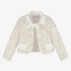 Mama Luma Girls Ivory Sequin Tweed Jacket Online