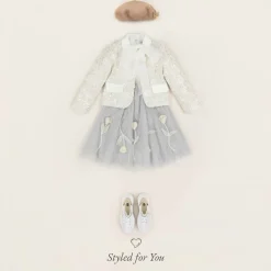 Mama Luma Girls Ivory Sequin Tweed Jacket Online