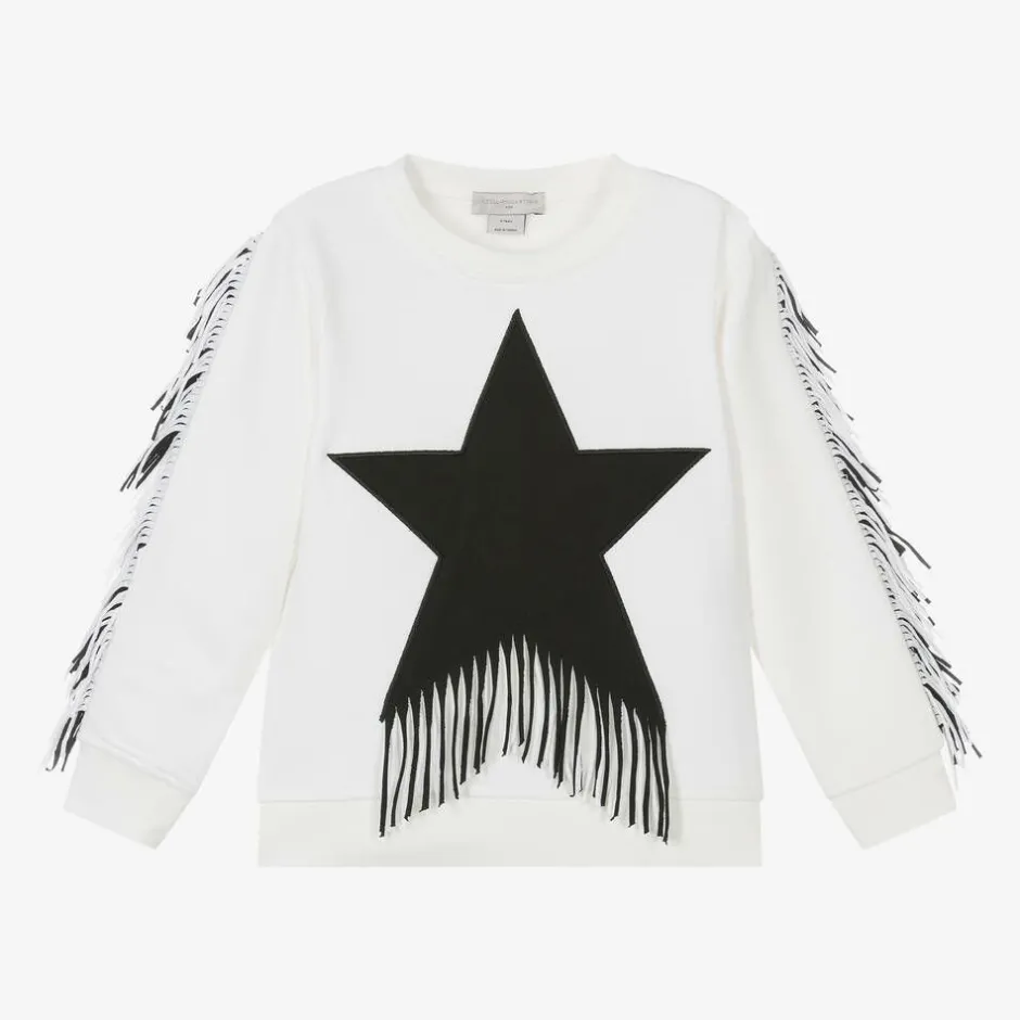 Stella McCartney Kids Girls Ivory Star Fringe Sweatshirt Discount