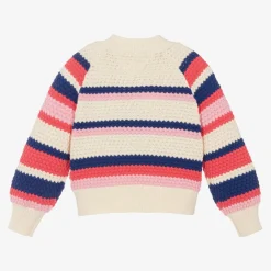 Tommy Hilfiger Girls Ivory Striped Cotton Sweater Outlet