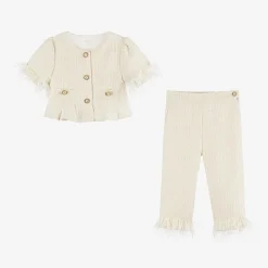 Patachou Girls Ivory Tweed Trouser Set Outlet