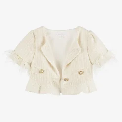 Patachou Girls Ivory Tweed Trouser Set Outlet