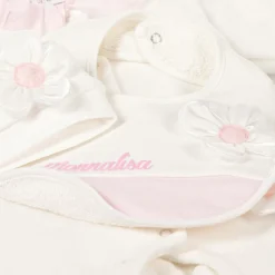 Monnalisa Girls Ivory Velour & Jersey Babysuit Set Hot